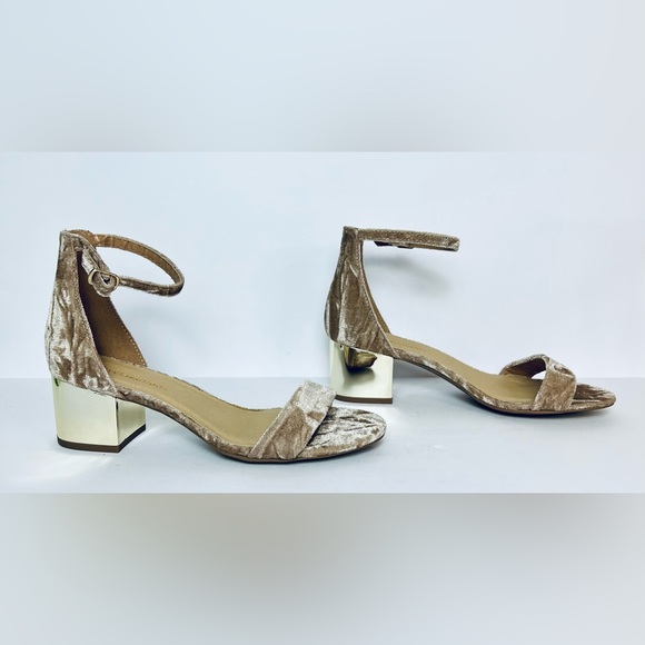 Sz 8.5 Crushed Velvet sandals w/Mirrored Gold Heels by CityClassified - Picture 3 of 7
